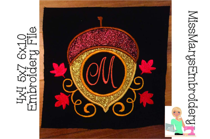 Acorn Applique Monogram Embroidery Frame Embroidery/Applique MissMarysEmbroidery 