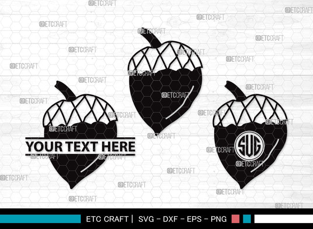 Acorn Monogram SVG | Fall Svg | Autumn Svg | Oak Svg | Oak leaves Svg | Acorn Clipart SVG ETC Craft 