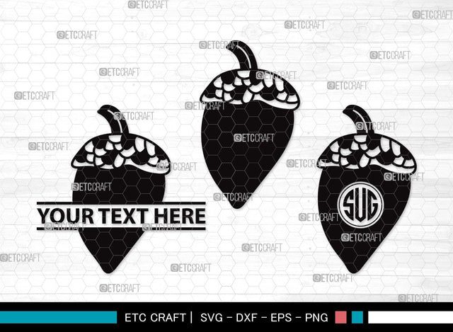 Acorn Monogram SVG | Fall Svg | Autumn Svg | Oak Svg | Oak leaves Svg | Acorn Clipart SVG ETC Craft 