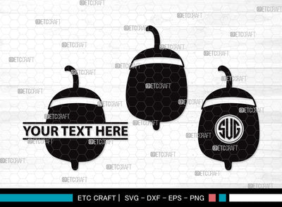 Acorn Monogram SVG | Fall Svg | Autumn Svg | Oak Svg | Oak leaves Svg | Acorn Clipart SVG ETC Craft 