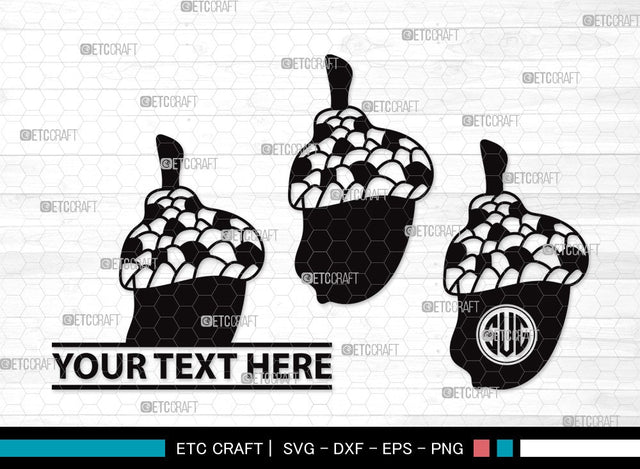 Acorn Monogram SVG | Fall Svg | Autumn Svg | Oak Svg | Oak leaves Svg | Acorn Clipart SVG ETC Craft 