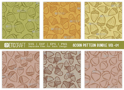 Acorn Pattern Bundle Vol-01 | Acorn Pattern SVG | Seamless Pattern | Fall Pattern | Pattern Background | Holiday Svg | Fall Season Svg | Pattern Design SVG ETC Craft 