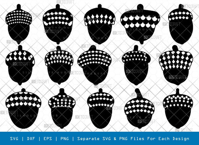 Acorn Silhouette, Acorn SVG, Nut Svg, Oaknut Svg, Food Items, Fall Acorn Svg, Acorn Bundle, SB00890 SVG ETC Craft 