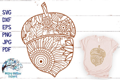 Acorn Zentangle SVG SVG Wispy Willow Designs 