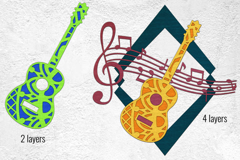 Acoustic Wave Guitar layered art cut files SVG Angel on Empire 