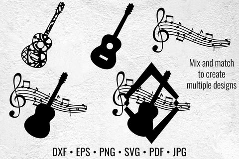 Acoustic Wave Guitar layered art cut files SVG Angel on Empire 