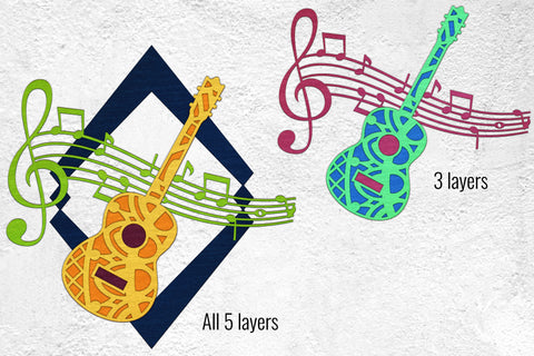 Acoustic Wave Guitar layered art cut files SVG Angel on Empire 