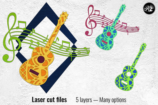 Acoustic Wave Guitar layered art cut files SVG Angel on Empire 