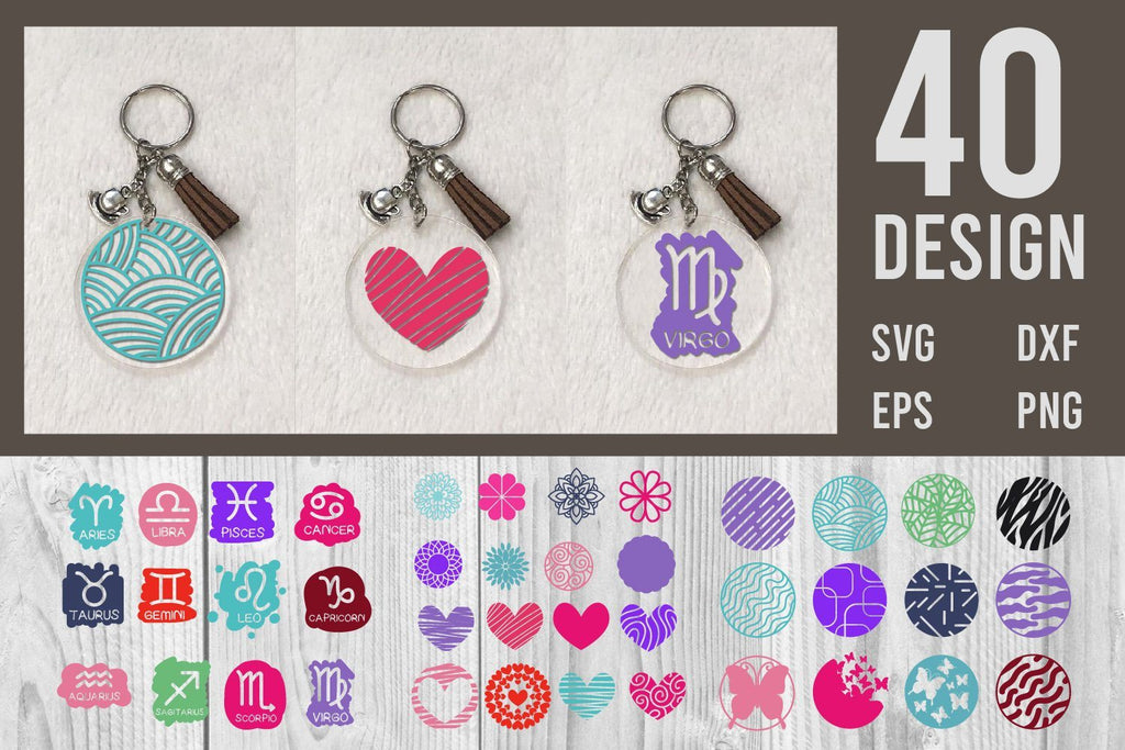Acrylic Keychain Pattern background Bundle svg - So Fontsy