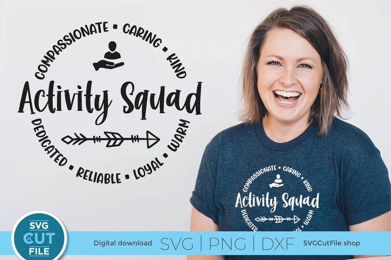 Activity Squad SVG with round circle words - So Fontsy