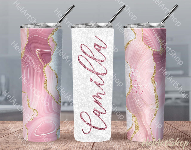 Add Your Name Tumbler PNG |Agate Sublimation Tumbler Sublimation _HelArtShop_ 