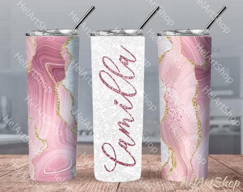 Add Your Name Tumbler PNG |Agate Sublimation Tumbler Sublimation _HelArtShop_ 