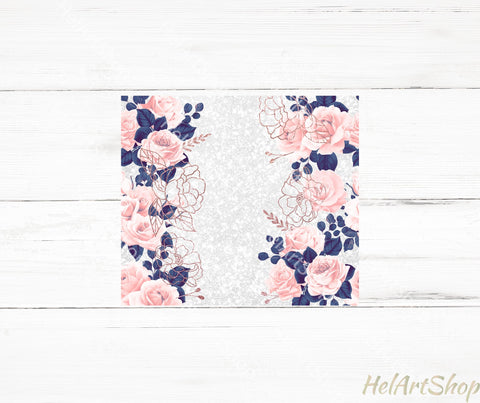 Add Your Name Tumbler PNG, Blush Navy Roses Tumbler PNG Sublimation _HelArtShop_ 