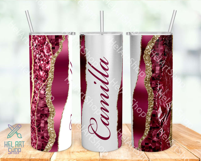 Add Your Name Tumbler PNG, Burgundy Marble Tumbler PNG Sublimation _HelArtShop_ 