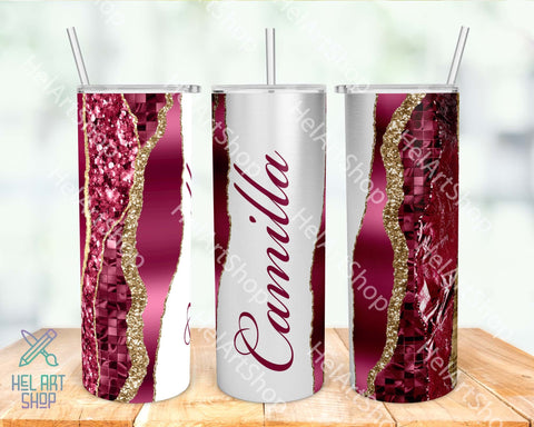 Add Your Name Tumbler PNG, Burgundy Marble Tumbler PNG Sublimation _HelArtShop_ 