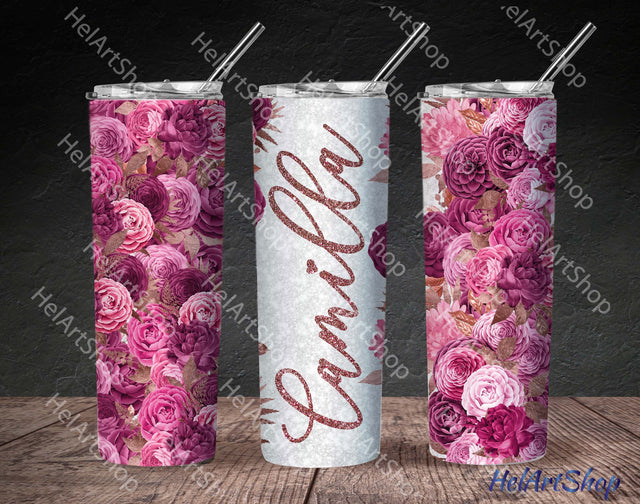 Add Your Name Tumbler PNG | Floral Sublimation Tumbler Sublimation _HelArtShop_ 