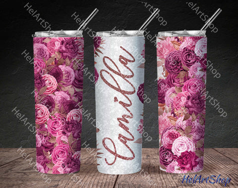 Add Your Name Tumbler PNG | Floral Sublimation Tumbler Sublimation _HelArtShop_ 