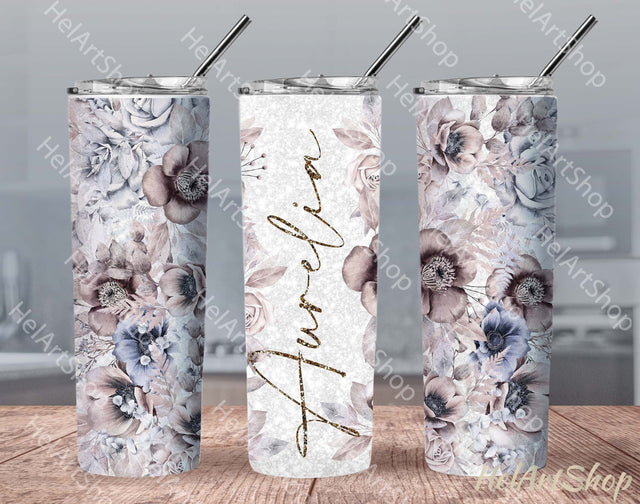Add Your Name Tumbler PNG | Floral Sublimation Tumbler Sublimation _HelArtShop_ 