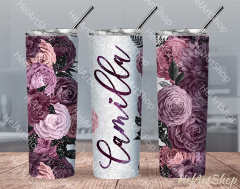Add Your Name Tumbler PNG | Floral Sublimation Tumbler Sublimation _HelArtShop_ 