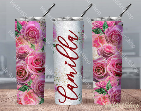 Add Your Name Tumbler PNG, Rose Tumbler PNG Sublimation _HelArtShop_ 