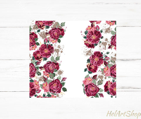 Add Your Name Tumbler PNG Sublimation, Seamless Floral SKINNY TUMBLER 20oz Png Sublimation _HelArtShop_ 