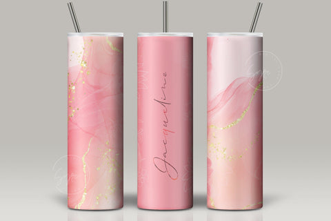 Add Your Own Name, Marble Floral Gold Tumbler, Skinny Tumbler 20 oz Design Wrap PNG, Seamless Sublimation Design, Skinny Travel Tumbler Sublimation Syre Digital Creations 