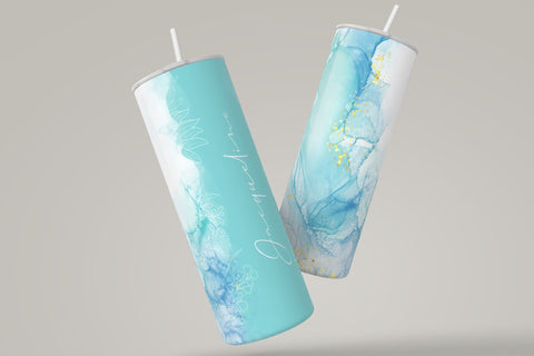 Add Your Own Name, Marble Floral Gold Tumbler, Skinny Tumbler 20 oz Design Wrap PNG, Seamless Sublimation Design, Skinny Travel Tumbler Sublimation Syre Digital Creations 
