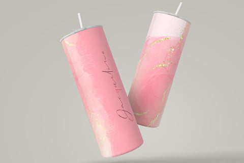 Add Your Own Name, Marble Floral Gold Tumbler, Skinny Tumbler 20 oz Design Wrap PNG, Seamless Sublimation Design, Skinny Travel Tumbler Sublimation Syre Digital Creations 