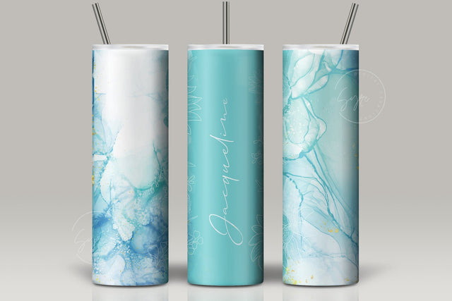 Add Your Own Name, Marble Floral Gold Tumbler, Skinny Tumbler 20 oz Design Wrap PNG, Seamless Sublimation Design, Skinny Travel Tumbler Sublimation Syre Digital Creations 