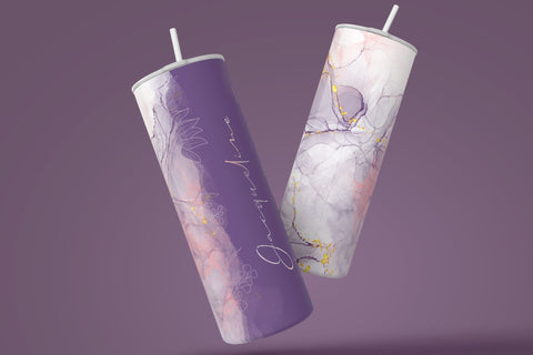 Add Your Own Name Marble Floral Gold Tumbler, Skinny Tumbler 20 oz Design Wrap PNG, Seamless Sublimation Design, Skinny Travel Tumbler Sublimation Syre Digital Creations 