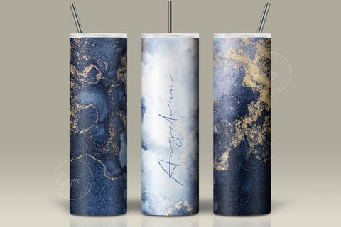 Add Your Own Name, Marble Floral Gold Tumbler, Skinny Tumbler 20 oz Design Wrap PNG, Seamless Sublimation Design, Skinny Travel Tumbler Sublimation Syre Digital Creations 