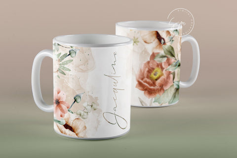 Add Your Own Name Mug Design, Flower Sublimation Wrap, Flower Mug Wrap, 11 & 15 Oz Mug Cricut Press Sublimation Wrap Sublimation Syre Digital Creations 