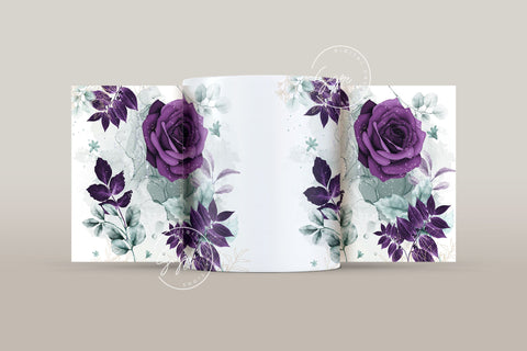 Add Your Own Name Mug Design, Purple Rose Gold Floral Sublimation Wrap, Flower Mug Wrap, 11 & 15 Oz Mug Cricut Press Sublimation Wrap Sublimation Syre Digital Creations 
