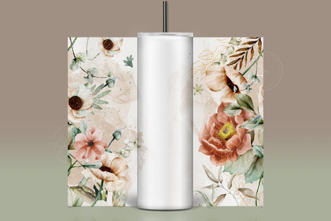 Add Your Own Name Tumbler, Skinny Tumbler 20 oz Design Wrap, Orange Green Floral, Seamless Sublimation Design PNG, Skinny Travel TumblerCalculate profit Sublimation Syre Digital Creations 