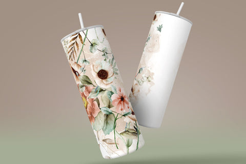 Add Your Own Name Tumbler, Skinny Tumbler 20 oz Design Wrap, Orange Green Floral, Seamless Sublimation Design PNG, Skinny Travel TumblerCalculate profit Sublimation Syre Digital Creations 