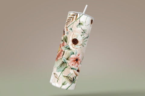 Add Your Own Name Tumbler, Skinny Tumbler 20 oz Design Wrap, Orange Green Floral, Seamless Sublimation Design PNG, Skinny Travel TumblerCalculate profit Sublimation Syre Digital Creations 