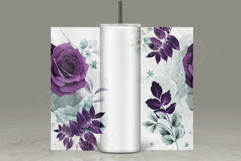 Add Your Own Name Tumbler, Skinny Tumbler 20 oz Design Wrap, Purple Gold Floral, Seamless Sublimation Design PNG, Skinny Travel TumblerCalculate profit Sublimation Syre Digital Creations 