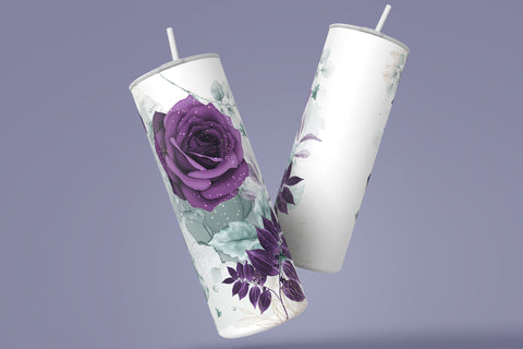 Add Your Own Name Tumbler, Skinny Tumbler 20 oz Design Wrap, Purple Gold Floral, Seamless Sublimation Design PNG, Skinny Travel TumblerCalculate profit Sublimation Syre Digital Creations 