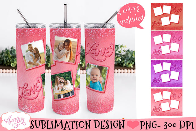 Add your own photos tumbler wrap template for sublimation Sublimation Amorclipart 