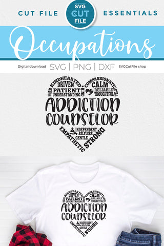 Addiction Counselor SVG Subway Art heart SVG SVG Cut File 