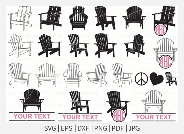 Adirondack Chair svg, Beach Chair svg, mountain chair, adirondack chair monogram svg, Adirondack Chair Silhouette, Beach Chair Clipart SVG Dinvect 