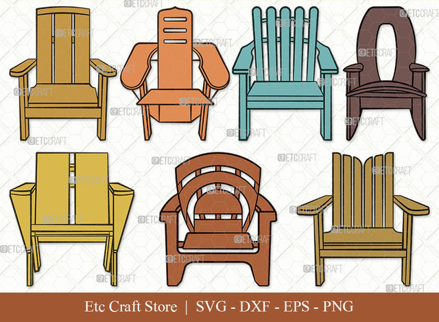 Adirondack Chair SVG, Chair Outline, Chair Svg, Beach Chair Svg, Lounge Chair Svg, Muskoka Chair Svg, Porch Chair Svg, Lake Chair Svg, Adirondack Chair Bundle SVG ETC Craft 
