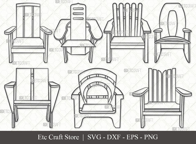 Adirondack Chair SVG, Chair Outline, Chair Svg, Beach Chair Svg, Lounge Chair Svg, Muskoka Chair Svg, Porch Chair Svg, Lake Chair Svg, Adirondack Chair Bundle SVG ETC Craft 