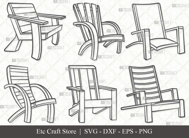 Adirondack Chair SVG, Chair Outline, Chair Svg, Beach Chair Svg, Lounge Chair Svg, Muskoka Chair Svg, Porch Chair Svg, Lake Chair Svg, Adirondack Chair Bundle SVG ETC Craft 