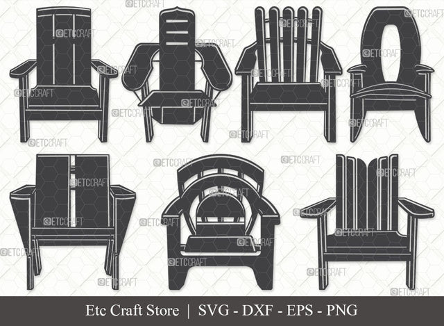 Adirondack Chair SVG, Chair Silhouette, Chair Svg, Beach Chair Svg, Lounge Chair Svg, Muskoka Chair Svg, Porch Chair Svg, Lake Chair Svg, Adirondack Chair Bundle SVG ETC Craft 