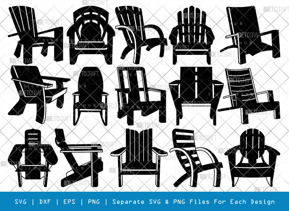 Simple Chair Svg Adirondack Chair SVG, Chair Silhouette, Chair Svg, Beach Chair Svg ...