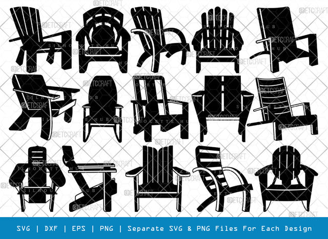 Adirondack Chair SVG, Chair Silhouette, Chair Svg, Beach Chair Svg, Lounge Chair Svg, Muskoka Chair Svg, Porch Chair Svg, Lake Chair Svg, Adirondack Chair Bundle SVG ETC Craft 