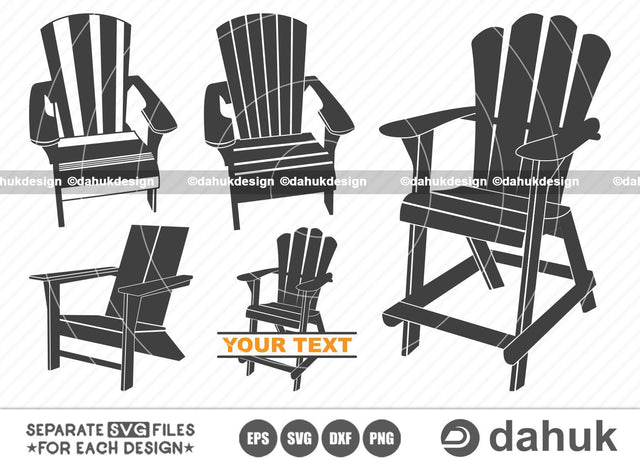 Adirondack Chair SVG, Outdoor Chair SVG, Chair Silhouette, Cut File For Silhouette, Svg, Eps, Dxf, Png, Clipart Cricut Design Space, Vinyl Cut Files SVG dahukdesign 