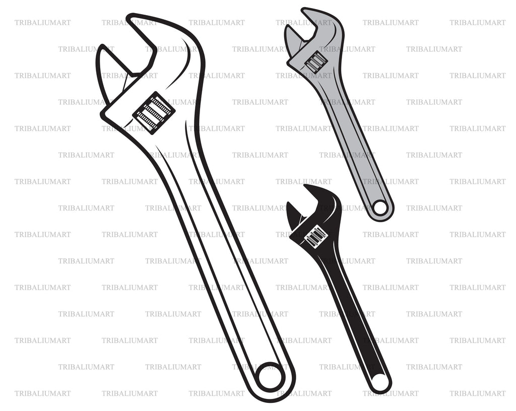 Adjustable wrench or spanner. Cut files for Cricut. Clip Art (eps, svg ...