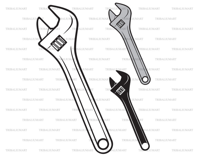 Adjustable wrench or spanner SVG TribaliumArtSF 